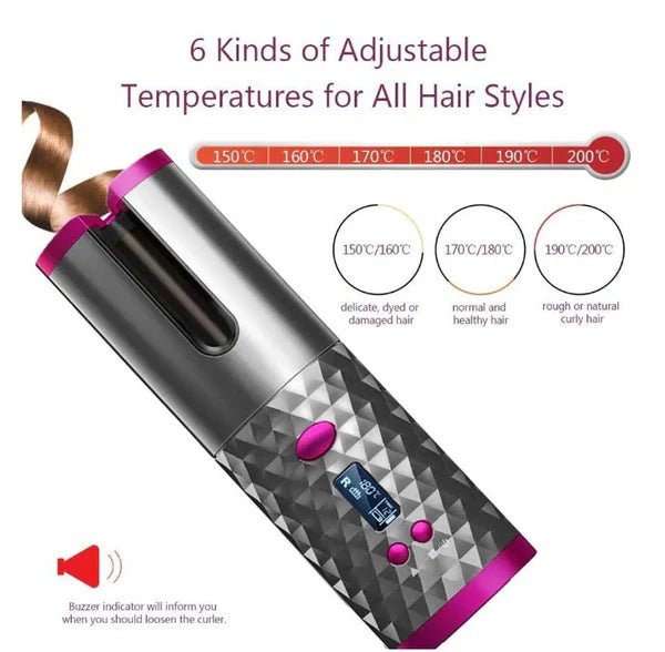 مكواة تجعيد الشعر اللاسلكية الأوتوماتيكية ⚡ Cordless Automatc Curler