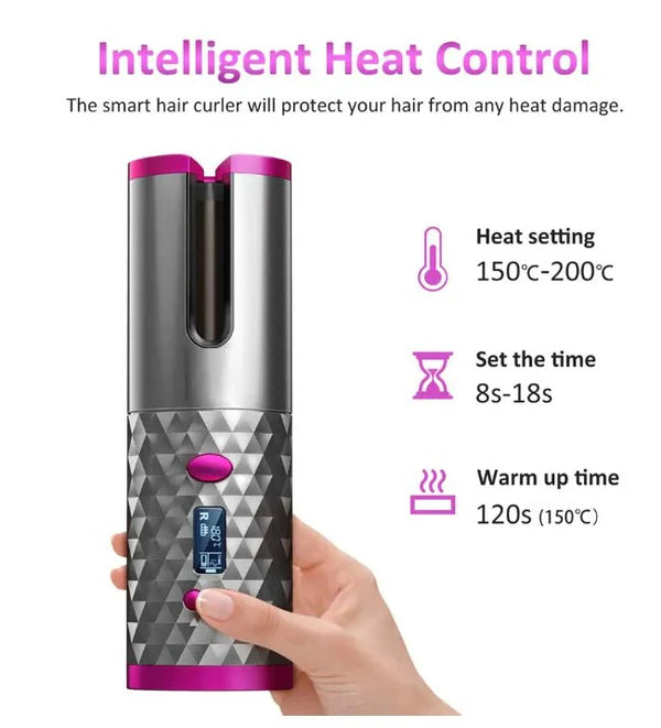 مكواة تجعيد الشعر اللاسلكية الأوتوماتيكية ⚡ Cordless Automatc Curler
